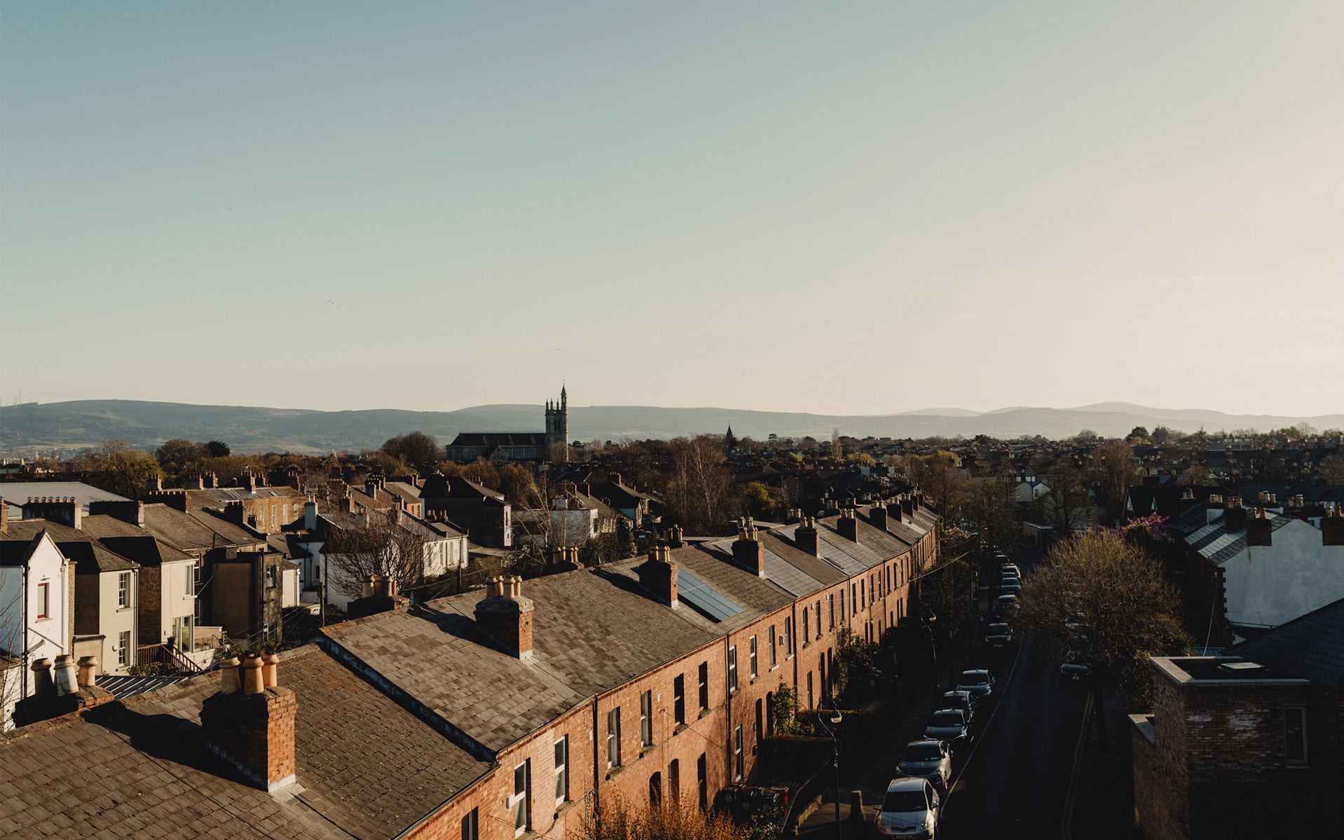 The roof tops of a Dublin suburb